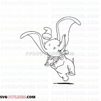 Dumbo Elephant Jumping for Joy outline svg dxf eps pdf png