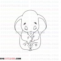 Dumbo Elephant Meditation outline svg dxf eps pdf png