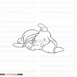 Dumbo Elephant Sleeping outline svg dxf eps pdf png