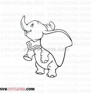 Dumbo Elephant Stand up outline svg dxf eps pdf png