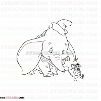 Dumbo Elephant Walking with Timothy outline svg dxf eps pdf png