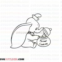 Dumbo Elephant in the cookie jar outline svg dxf eps pdf png