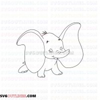 Dumbo Elephant listening outline svg dxf eps pdf png