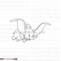 Dumbo Flying Elephant 3 outline svg dxf eps pdf png