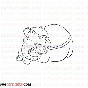 Dumbo with his Jumbo Mother Dumbo outline svg dxf eps pdf png