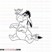 Eeyore Donkey with bird Winnie the Pooh outline svg dxf eps pdf png