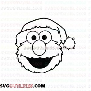 Elmo Face Christmas Hat Sesame Street outline svg dxf eps pdf png