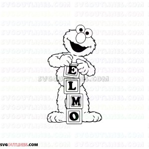 Elmo and cubes letters alphabet E L M O Sesame Street outline svg dxf eps pdf png