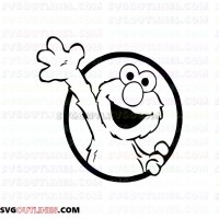 Elmo waving his hand Through a Circle Sesame Street outline svg dxf eps pdf png