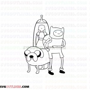 Finn the Human and Princess Bubblegum and Jake the Dog Adventure Time outline svg dxf eps pdf png