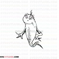 Fish Blue Dr Seuss The Cat in the Hat outline svg dxf eps pdf png
