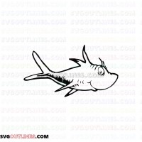 Fish Yellow Dr Seuss The Cat in the Hat outline svg dxf eps pdf png