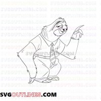Flash Slothmore Zootopia outline svg dxf eps pdf png