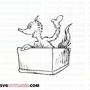Fox in Socks In A Box Dr Seuss The Cat in the Hat outline svg dxf eps pdf png