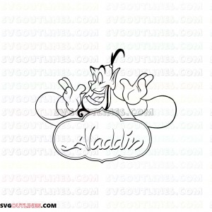 Genie with logo Aladdin outline svg dxf eps pdf png