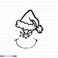 Grinch Face Christmas Dr Seuss The Cat in the Hat outline svg dxf eps pdf png