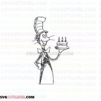 Happy Birthday Cake Dr Seuss The Cat in the Hat outline svg dxf eps pdf png