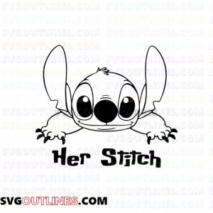 Her Stitch Lilo and Stitch outline svg dxf eps pdf png