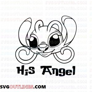 His Angel Lilo and Stitch outline svg dxf eps pdf png