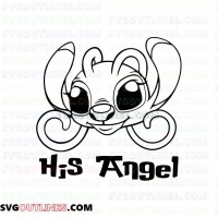 His Angel Pink Lilo and Stitch outline svg dxf eps pdf png