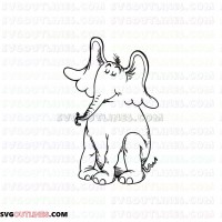 Horton Elephant Outline Silhouette Dr Seuss The Cat in the Hat outline svg dxf eps pdf png