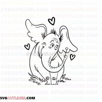 Horton with Flower with Loves Dr Seuss The Cat in the Hat outline svg dxf eps pdf png