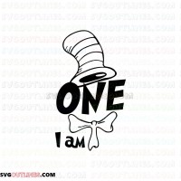 I Am One Dr Seuss The Cat in the Hat outline svg dxf eps pdf png
