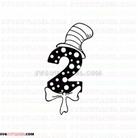 I Am Two number 2 Dr Seuss The Cat in the Hat outline svg dxf eps pdf png
