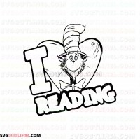 I Love Reading Dr Seuss The Cat in the Hat outline svg dxf eps pdf png