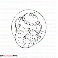 Jumbo Mother and Dumbo Elephant in Circle outline svg dxf eps pdf png