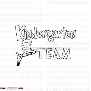 Kindergarten Team Dr Seuss The Cat in the Hat outline svg dxf eps pdf png
