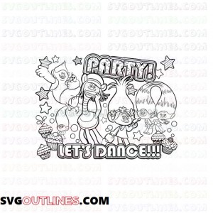 Lets Dance Trolls outline svg dxf eps pdf png