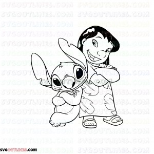 Lilo And Stitch Standing Back To Back outline svg dxf eps pdf png