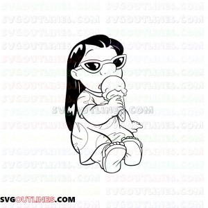 Lilo Ice Cream Lilo and Stitch outline svg dxf eps pdf png