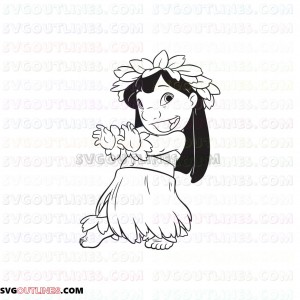 Lilo Pelekai In Hula Outfit lilo and stitch outline svg dxf eps pdf png