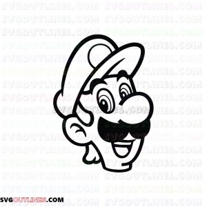 Luigi Face Super Mario Bros outline svg dxf eps pdf png