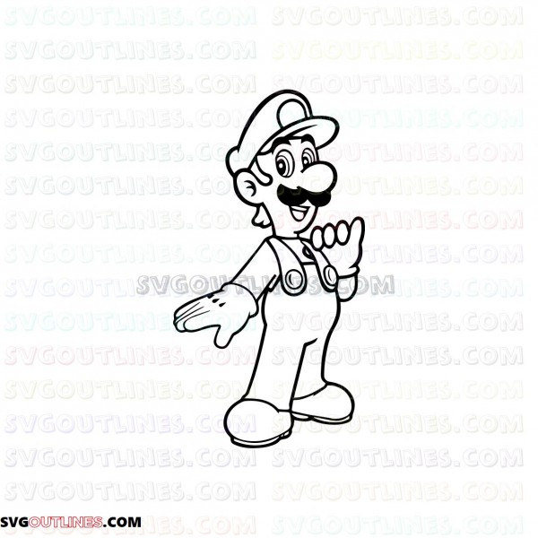 Download Luigi Super Mario Outline Svg Dxf Eps Pdf Png
