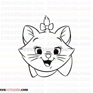 Marie the white kitten The Aristocats 3 outline svg dxf eps pdf png