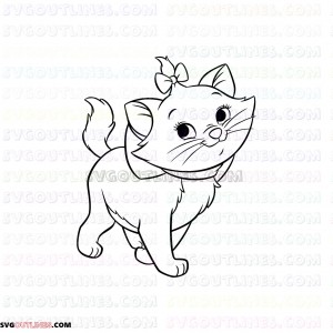 Marie the white kitten The Aristocats outline svg dxf eps pdf png