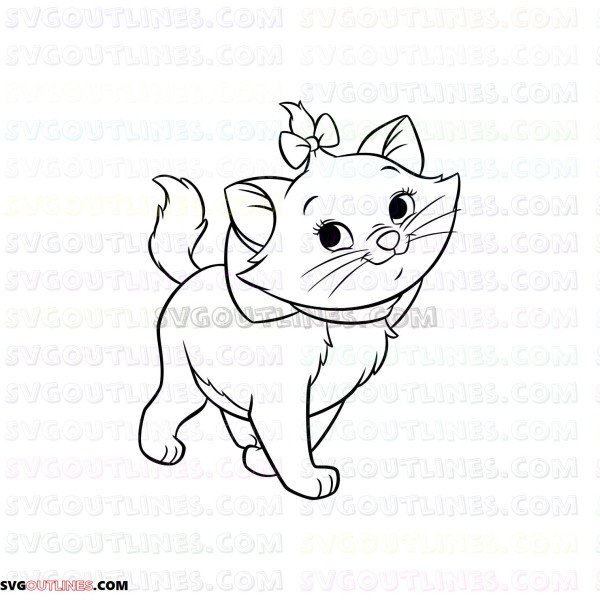 Marie the white kitten The Aristocats outline svg dxf eps pdf png