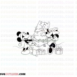 Mickey Minnie Christmas Tree Mickey Mouse outline svg dxf eps pdf png