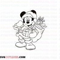 Mickey Mouse Santa Christmas with more Gifts outline svg dxf eps pdf png