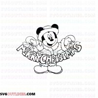 Mickey Mouse Santa with Word Christmas outline svg dxf eps pdf png