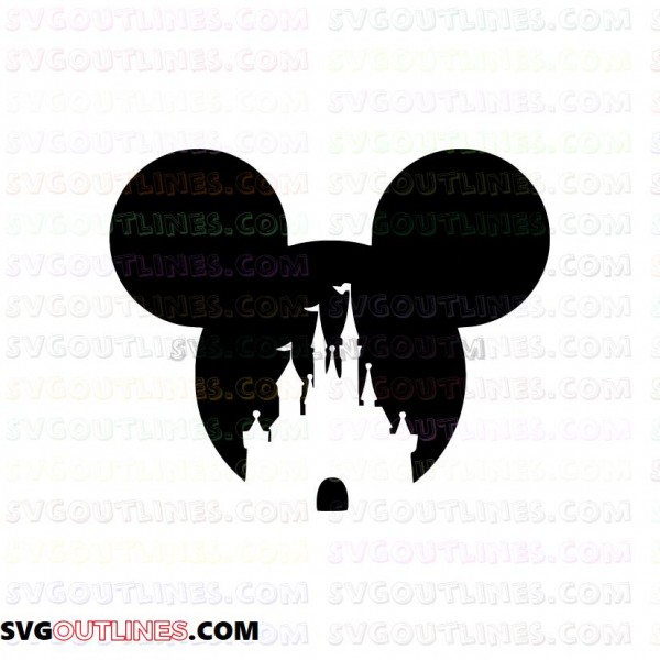 Mickey mouse head Disney Castle outline svg dxf eps pdf png