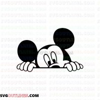Mickey peeking Mickey Mouse outline svg dxf eps pdf png