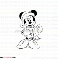 Minnie Carols Christmas Mickey Mouse outline svg dxf eps pdf png