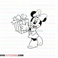 Minnie Christmas Gift Mouse Mickey outline svg dxf eps pdf png
