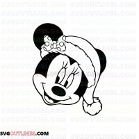 Minnie Face Christmas Santa Claus Hat 2018 Mickey Mouse outline svg dxf eps pdf png