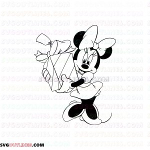Minnie Present Mickey Mouse christmas outline svg dxf eps pdf png