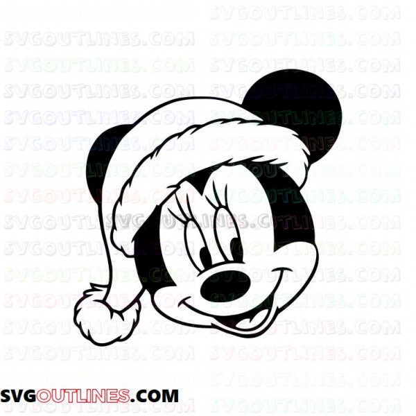 Minnie Santa Face Christmas Hat Mickey Mouse outline svg dxf eps pdf png